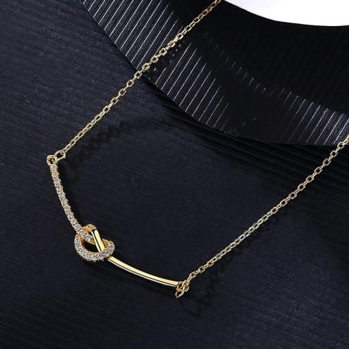 14k Gold Plated - Rhinestone - Geometric Minimalist Necklace TE6