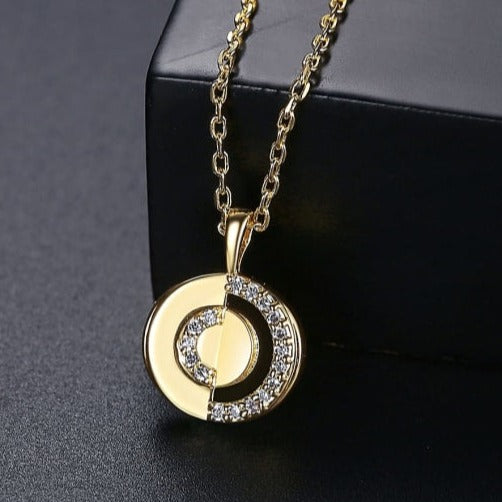 14K Gold Plated - Cubic Zirconia - Geometric Minimalist Pendant Necklace TE7