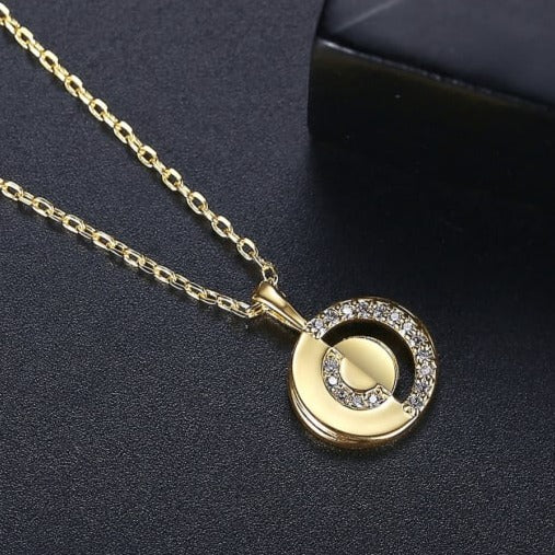 14K Gold Plated - Cubic Zirconia - Geometric Minimalist Pendant Necklace TE7