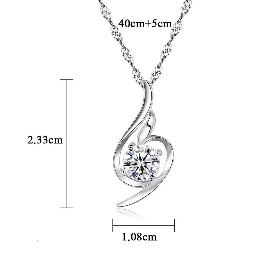 Birthday / Music -  925 Sterling Silver Cubic Zirconia Irregular Minimalist Necklace TE3L85HBMS
