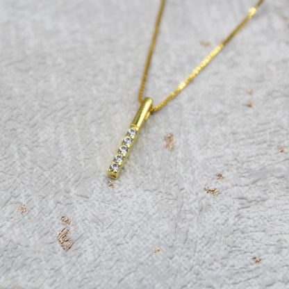 14K Gold Plated - Rhinestone - Geometric Minimalist Necklace TE4