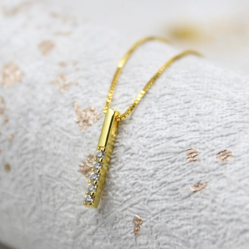 14K Gold Plated - Rhinestone - Geometric Minimalist Necklace TE4