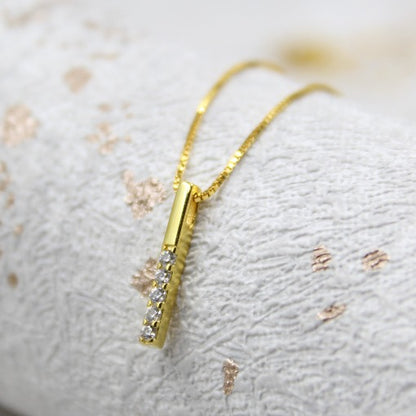 14K Gold Plated - Rhinestone - Geometric Minimalist Necklace TE4