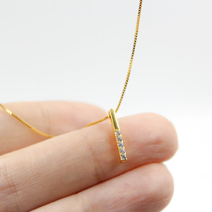 14K Gold Plated - Rhinestone - Geometric Minimalist Necklace TE4