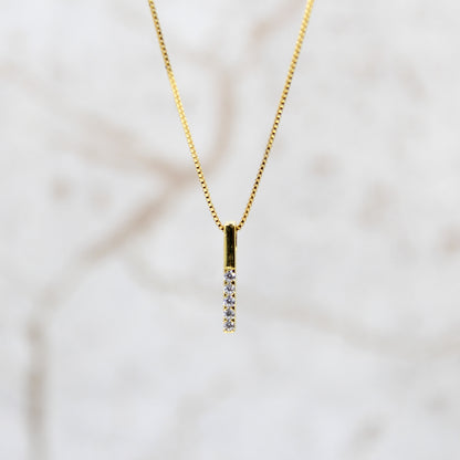 14K Gold Plated - Rhinestone - Geometric Minimalist Necklace TE4