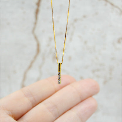 14K Gold Plated - Rhinestone - Geometric Minimalist Necklace TE4