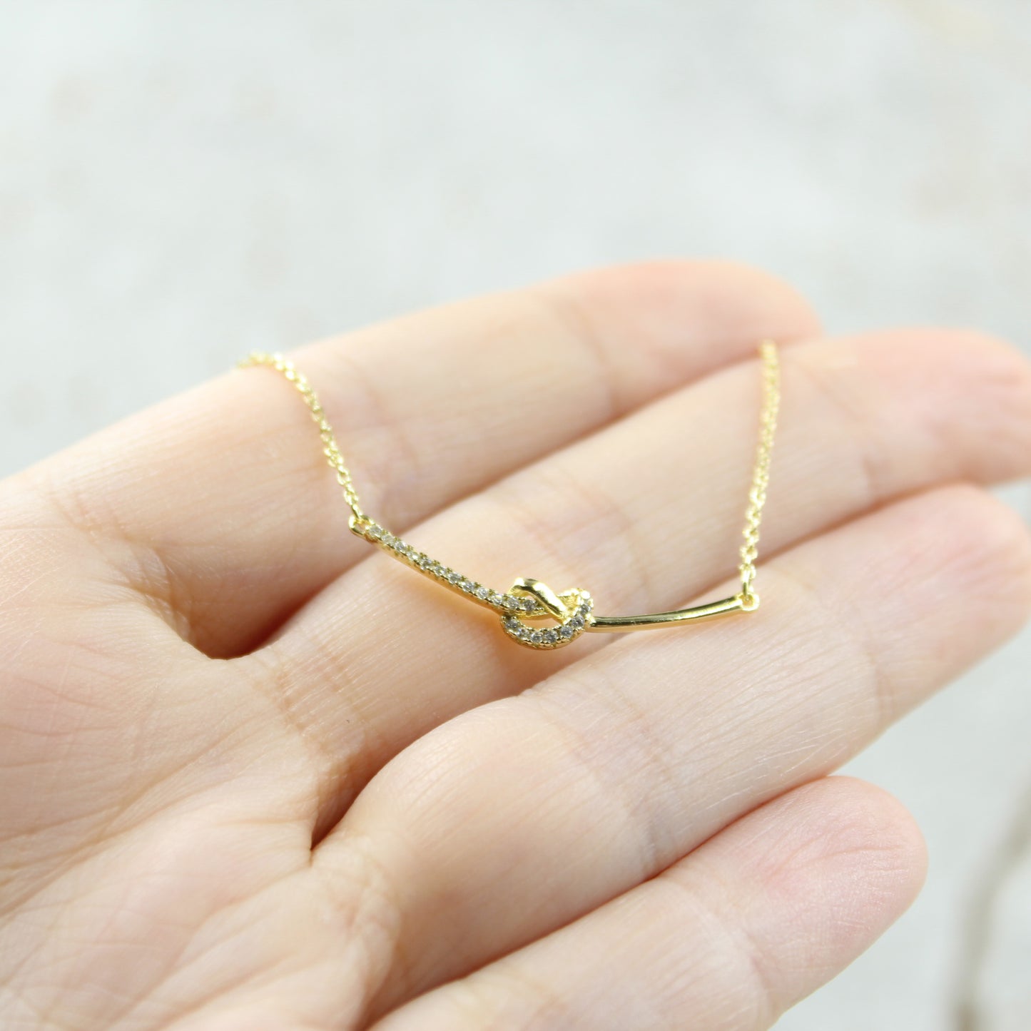 14k Gold Plated - Rhinestone - Geometric Minimalist Necklace TE6