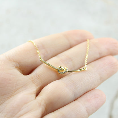 14k Gold Plated - Rhinestone - Geometric Minimalist Necklace TE6