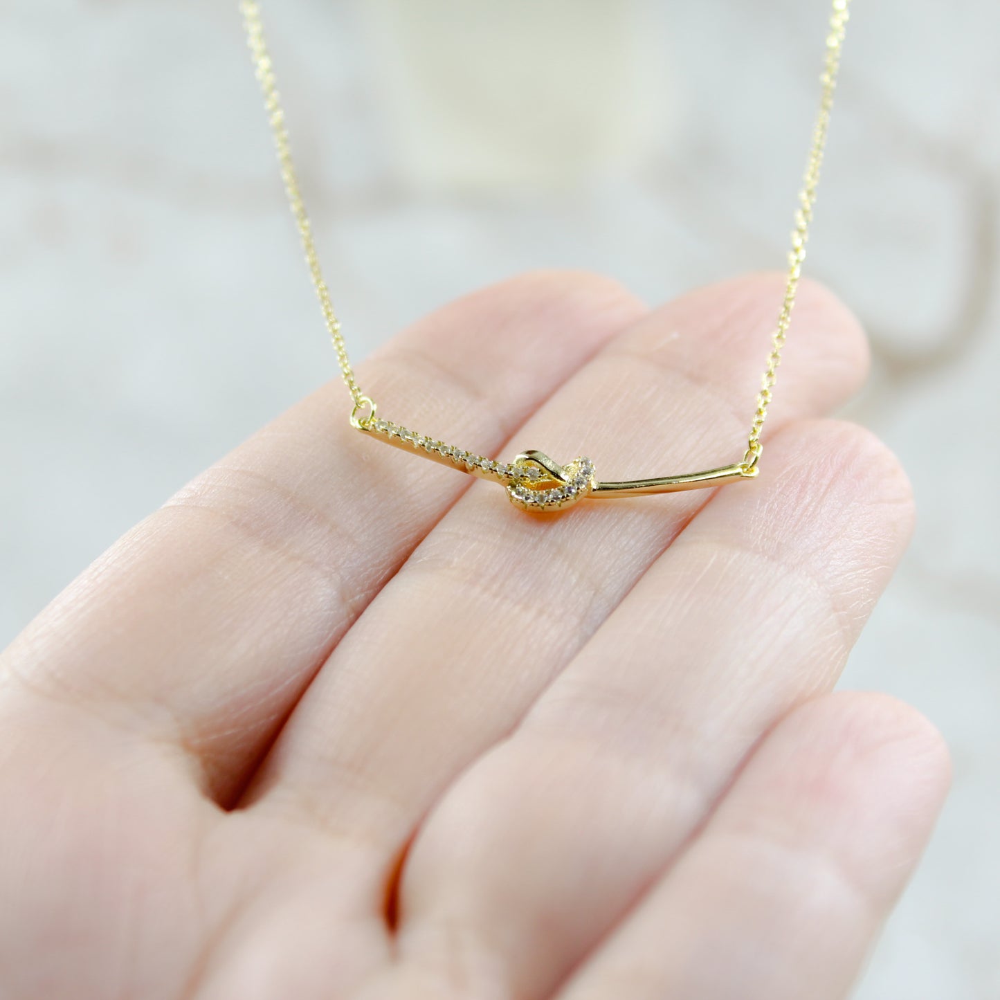 14k Gold Plated - Rhinestone - Geometric Minimalist Necklace TE6