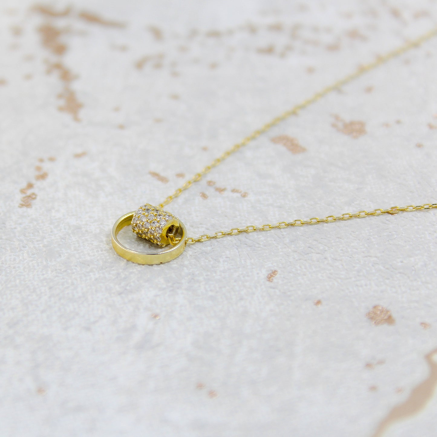 14K Gold Plated - Rhinestone - Geometric Minimalist Necklace TE5