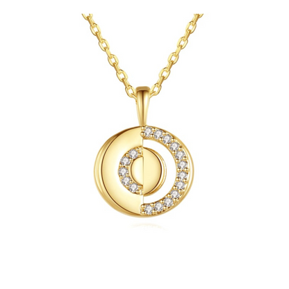 14K Gold Plated - Cubic Zirconia - Geometric Minimalist Pendant Necklace TE7